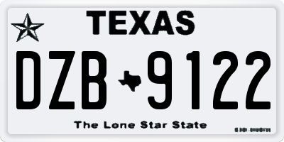 TX license plate DZB9122