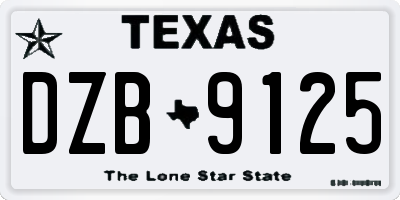 TX license plate DZB9125