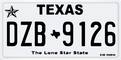 TX license plate DZB9126