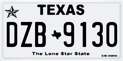TX license plate DZB9130