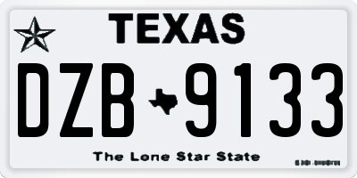 TX license plate DZB9133