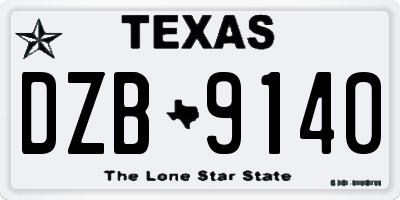 TX license plate DZB9140