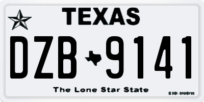 TX license plate DZB9141