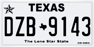 TX license plate DZB9143