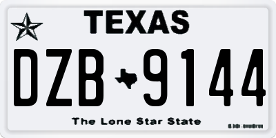 TX license plate DZB9144