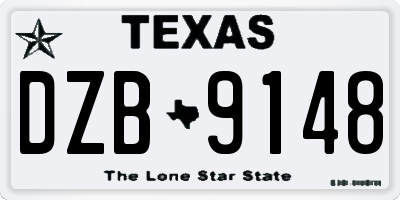 TX license plate DZB9148