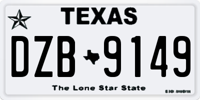 TX license plate DZB9149