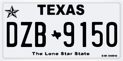 TX license plate DZB9150