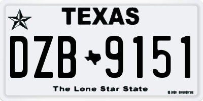 TX license plate DZB9151