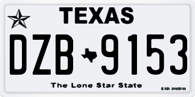 TX license plate DZB9153