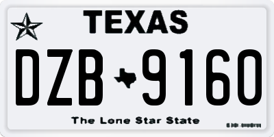 TX license plate DZB9160