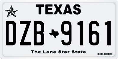 TX license plate DZB9161