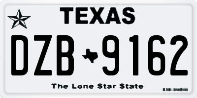 TX license plate DZB9162