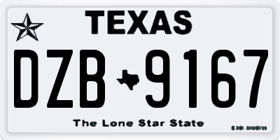 TX license plate DZB9167