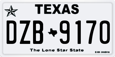 TX license plate DZB9170