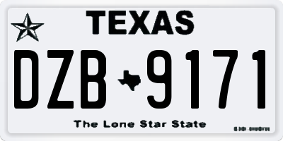 TX license plate DZB9171