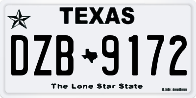 TX license plate DZB9172