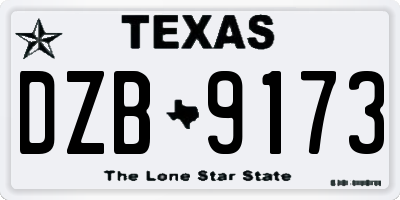 TX license plate DZB9173
