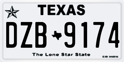 TX license plate DZB9174