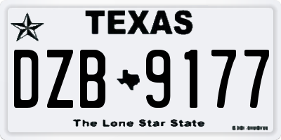 TX license plate DZB9177