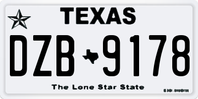 TX license plate DZB9178