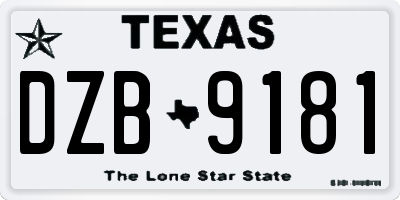 TX license plate DZB9181