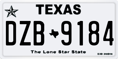 TX license plate DZB9184