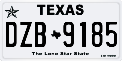 TX license plate DZB9185