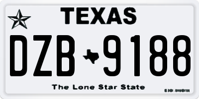 TX license plate DZB9188