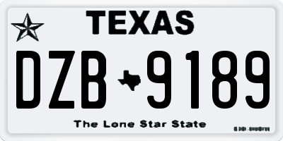 TX license plate DZB9189