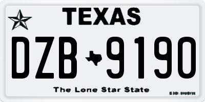 TX license plate DZB9190