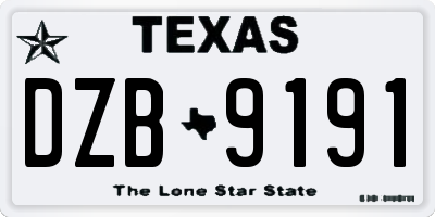 TX license plate DZB9191