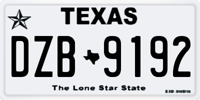 TX license plate DZB9192