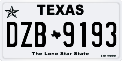 TX license plate DZB9193