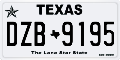 TX license plate DZB9195