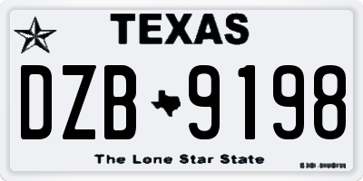 TX license plate DZB9198