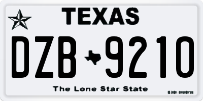 TX license plate DZB9210
