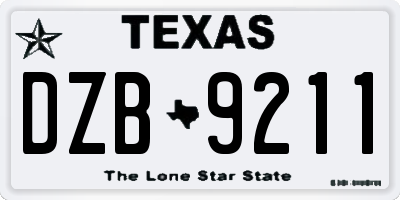 TX license plate DZB9211