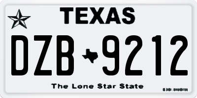 TX license plate DZB9212