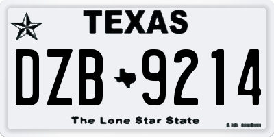 TX license plate DZB9214