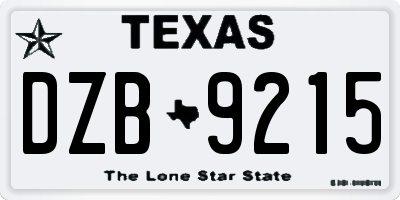 TX license plate DZB9215