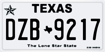 TX license plate DZB9217
