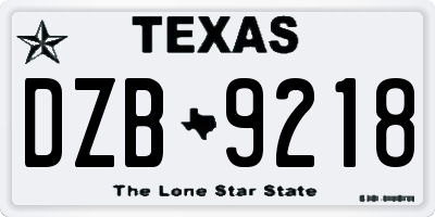 TX license plate DZB9218