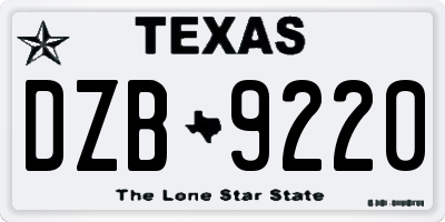 TX license plate DZB9220
