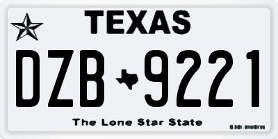 TX license plate DZB9221