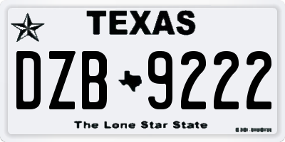 TX license plate DZB9222