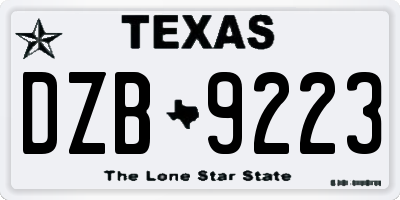 TX license plate DZB9223