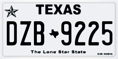TX license plate DZB9225