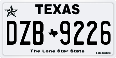 TX license plate DZB9226