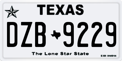 TX license plate DZB9229